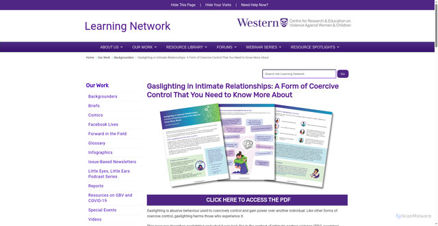 Security scan screenshot of https://www.gbvlearningnetwork.ca/our-work/backgrounders/gaslighting_in_intimate_relationships/index.html