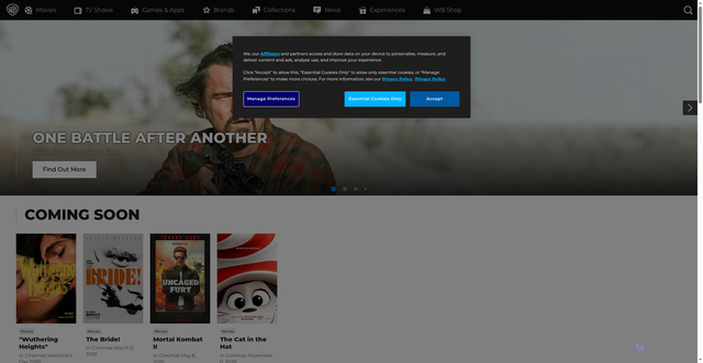 Security scan screenshot of https://www.warnerbros.co.uk/