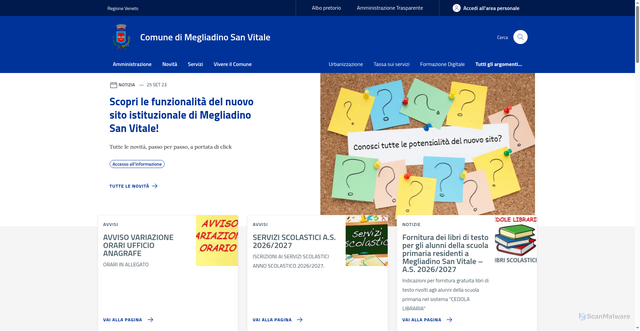 Security scan screenshot of https://www.comune.megliadinosanvitale.pd.it