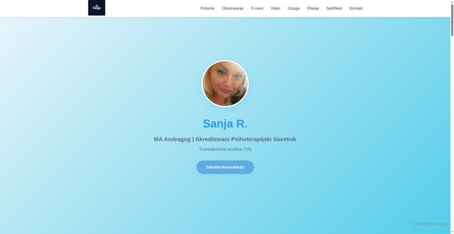 Security scan screenshot of https://sanjasavetovanjeta.com/