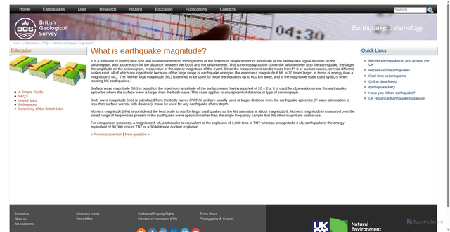 Security scan screenshot of https://www.earthquakes.bgs.ac.uk/education/faqs/faq15.html