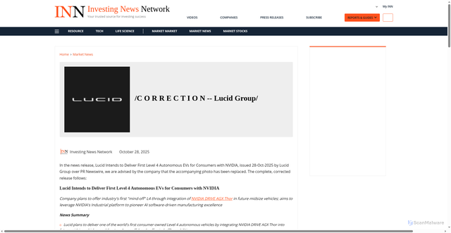 Security scan screenshot of https://investingnews.com/c-o-r-r-e-c-t-i-o-n-lucid-group/