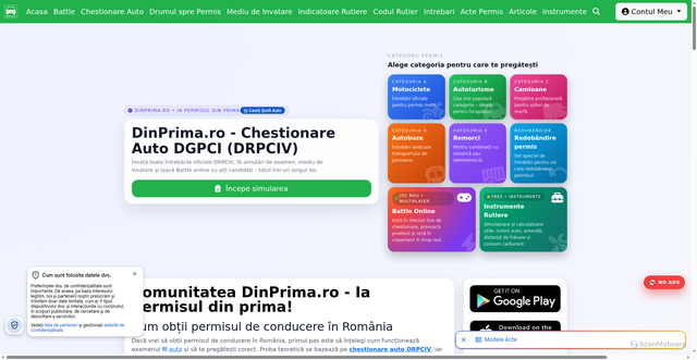 Security scan screenshot of https://dinprima.ro