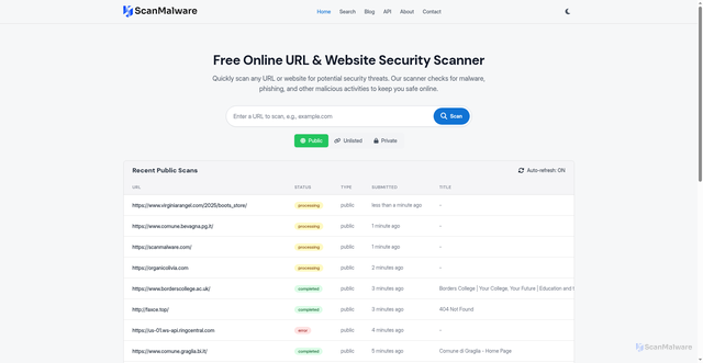 Security scan screenshot of https://scanmalware.com/