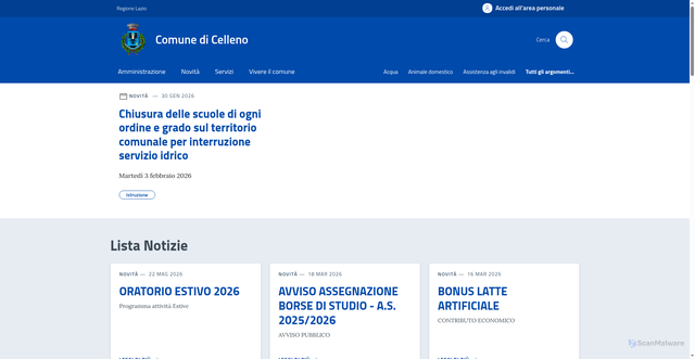 Security scan screenshot of https://www.comune.celleno.vt.it
