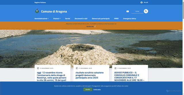 Security scan screenshot of https://www.comune.aragona.ag.it/