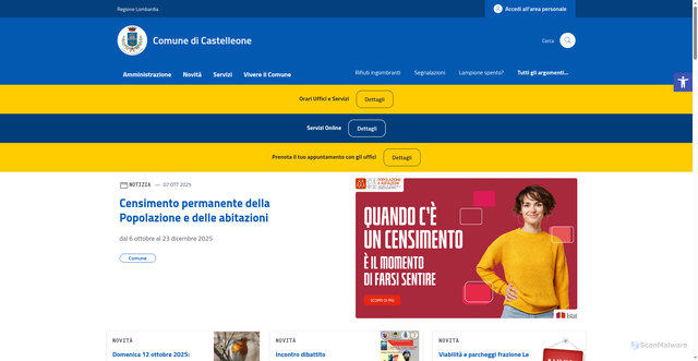Security scan screenshot of https://comune.castelleone.cr.it/