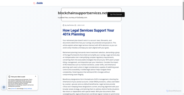 Security scan screenshot of https://blockchainsupportservices.net