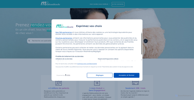 Security scan screenshot of https://mablouseblanche.fr