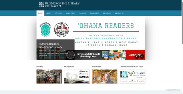Security scan screenshot of https://friendsofthelibraryofhawaii.org