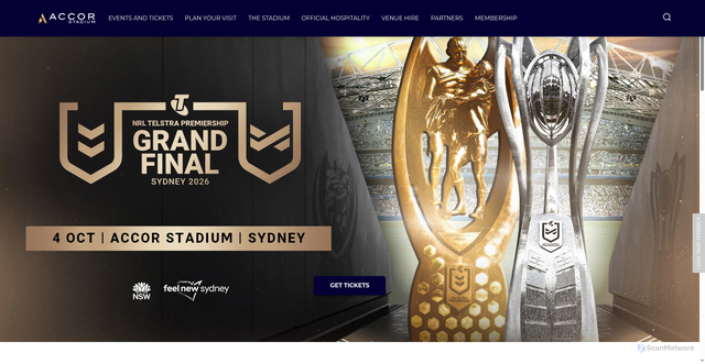 Security scan screenshot of https://www.accorstadium.com.au/events/n2026_nrl_nrlw_grand_finals