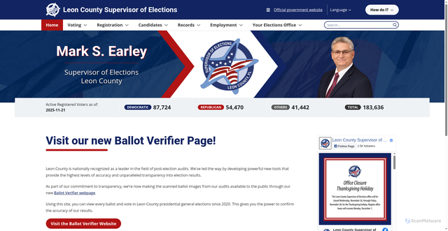 Security scan screenshot of https://www.leonvotes.gov/