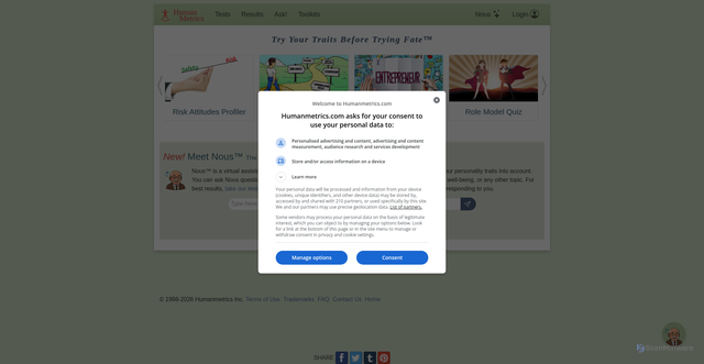 Security scan screenshot of https://humanmetrics.com