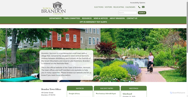 Security scan screenshot of http://brandonvermont.gov/