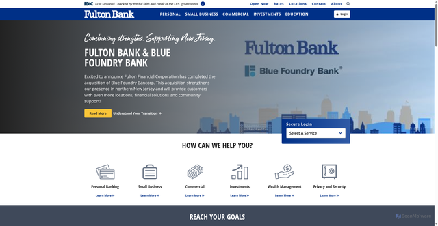 Security scan screenshot of https://www.fultonbank.com/