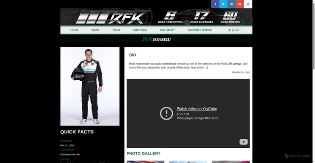 Security scan screenshot of https://www.rfkracing.com/driver/brad-keselowski/