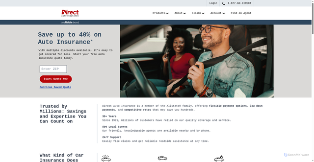 Security scan screenshot of https://www.directauto.com/