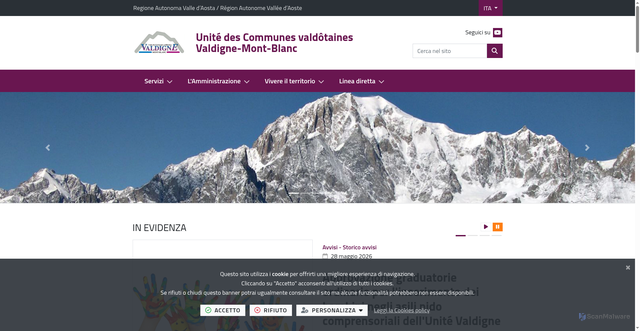 Security scan screenshot of https://www.cm-valdigne.vda.it