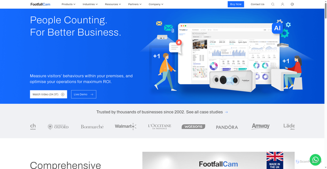 Security scan screenshot of https://footfallcam.com