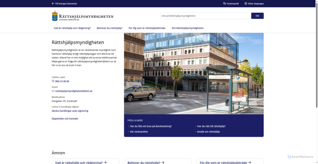 Security scan screenshot of https://www.domstol.se/rattshjalpsmyndigheten/