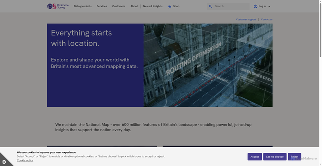 Security scan screenshot of https://www.ordnancesurvey.co.uk/