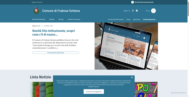 Security scan screenshot of https://www.comune.frabosa-sottana.cn.it/