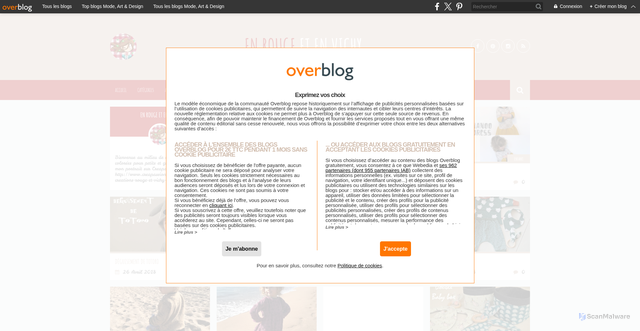 Security scan screenshot of https://enrougeetenvichy.overblog.com