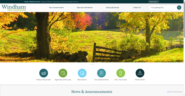Security scan screenshot of https://windhamnh.gov/