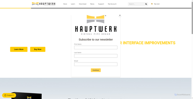 Security scan screenshot of https://hauptwerk.com
