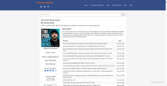 Security scan screenshot of https://www.podcastrepublic.net/podcast/1362265400