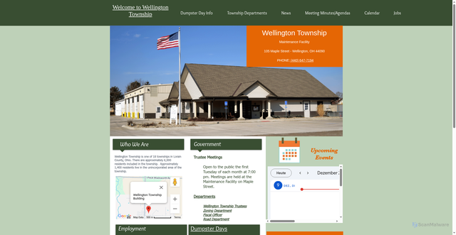 Security scan screenshot of https://www.wellingtontownshipohio.gov/