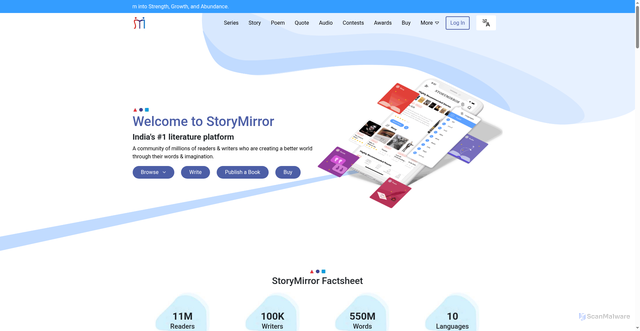 Security scan screenshot of https://storymirror.com
