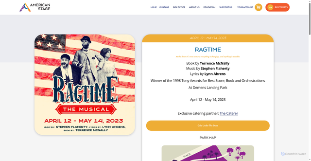 Security scan screenshot of https://www.americanstage.org/shows/ragtime