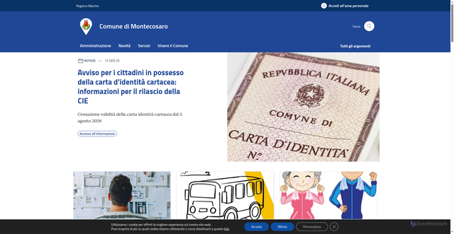 Security scan screenshot of https://www.comune.montecosaro.mc.it/