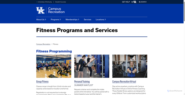 Security scan screenshot of https://studentsuccess.uky.edu/campus-recreation/fitness