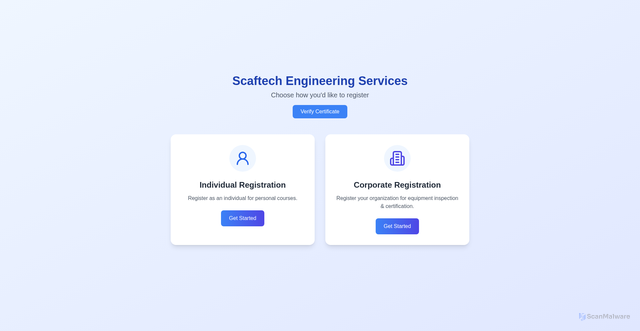 Security scan screenshot of https://verify.scaftechservices.com/