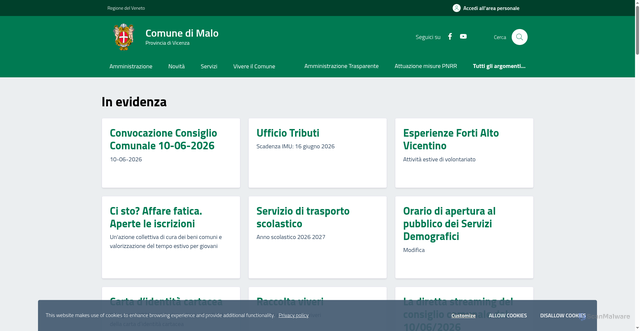 Security scan screenshot of https://www.comune.malo.vi.it