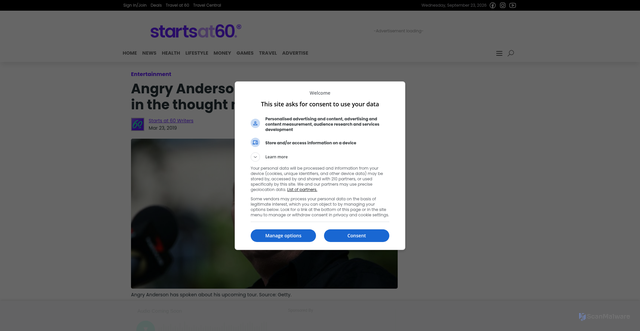 Security scan screenshot of https://startsat60.com/media/entertainment/angry-anderson-life-death-interview-rose-tattoo-tour-icons-venues-son-liam-dead