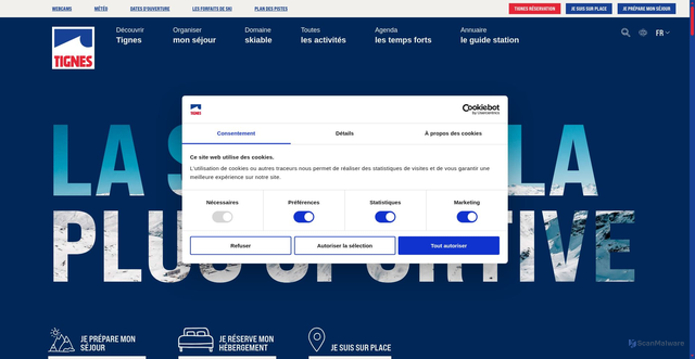 Security scan screenshot of https://tignes.net