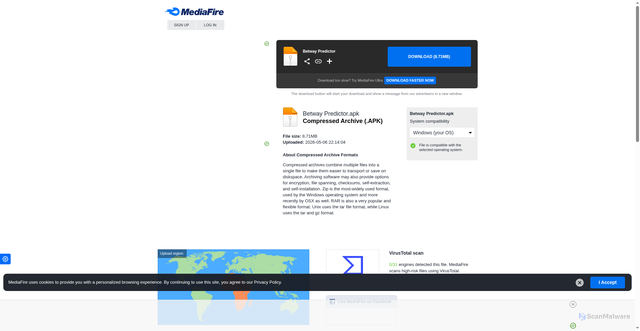 Security scan screenshot of https://sw.run/betway-predictor