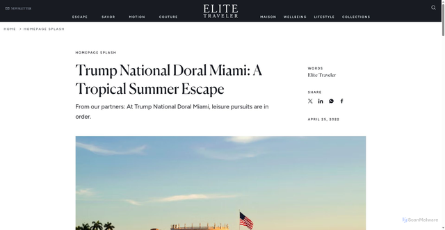 Security scan screenshot of https://elitetraveler.com/travel/travel-news/trump-national-doral