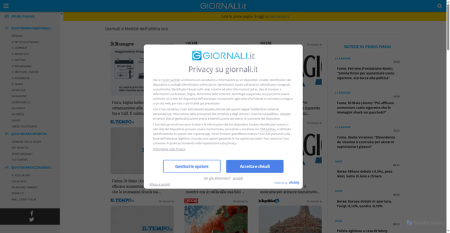 Security scan screenshot of https://giornali.it/