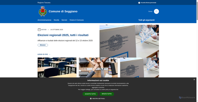 Security scan screenshot of https://www.comune.seggiano.gr.it/it