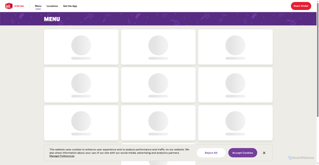 Security scan screenshot of https://www.jackinthebox.com/menu/categories/products?category=drinks