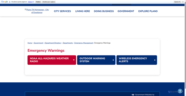 Security scan screenshot of https://www.plano.gov/323/Emergency-Warnings