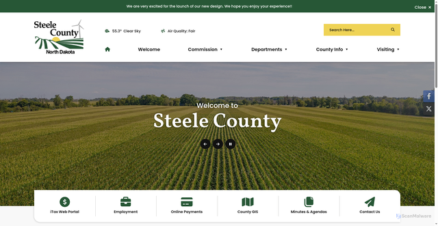 Security scan screenshot of https://steelecountynd.gov/
