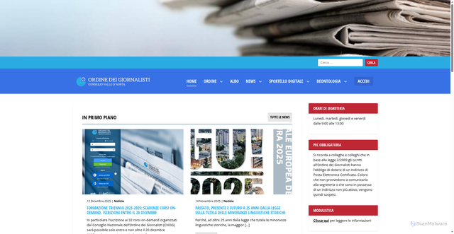 Security scan screenshot of https://www.odg.vda.it/