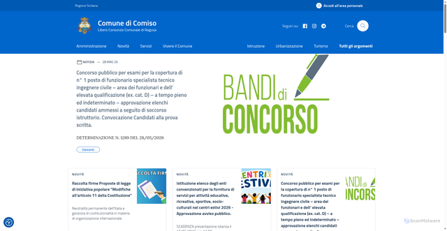 Security scan screenshot of https://www.comune.comiso.rg.it