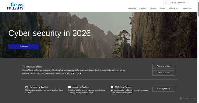 Security scan screenshot of https://forvismazars.com