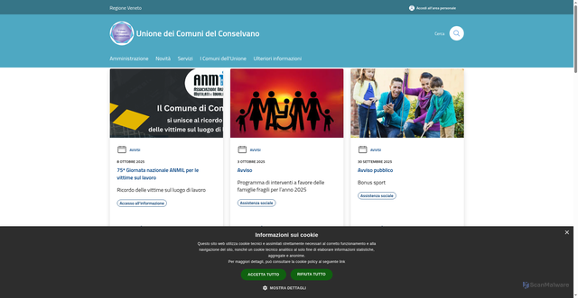 Security scan screenshot of https://www.unioneconselvano.it/it